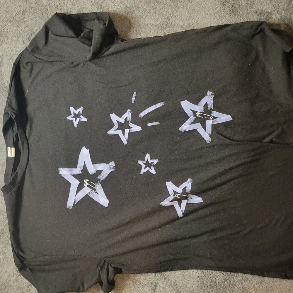 Black T-Shirt with Star Design